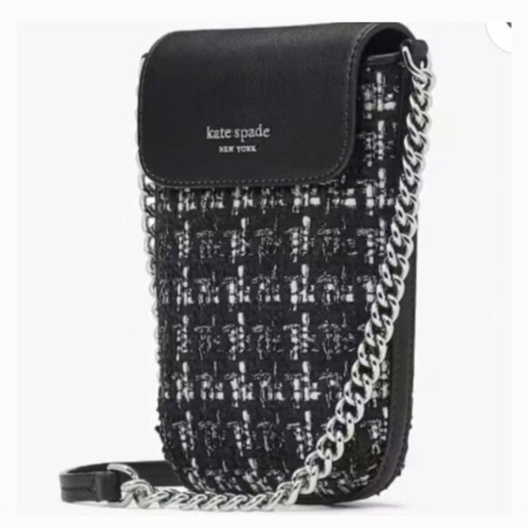 KATE SPADE Handbags - KATE SPADE PHONE/CROSSBODY TWEED/LEATHER MAGNETIC SNAP FLAP CLOSURE